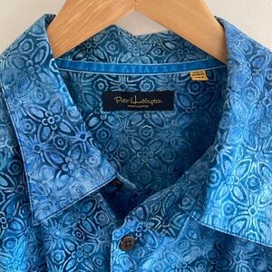 Pete Huntington handcrafted tropical pattern button down casual 2XT